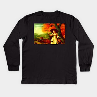 Autumnal witch Kids Long Sleeve T-Shirt